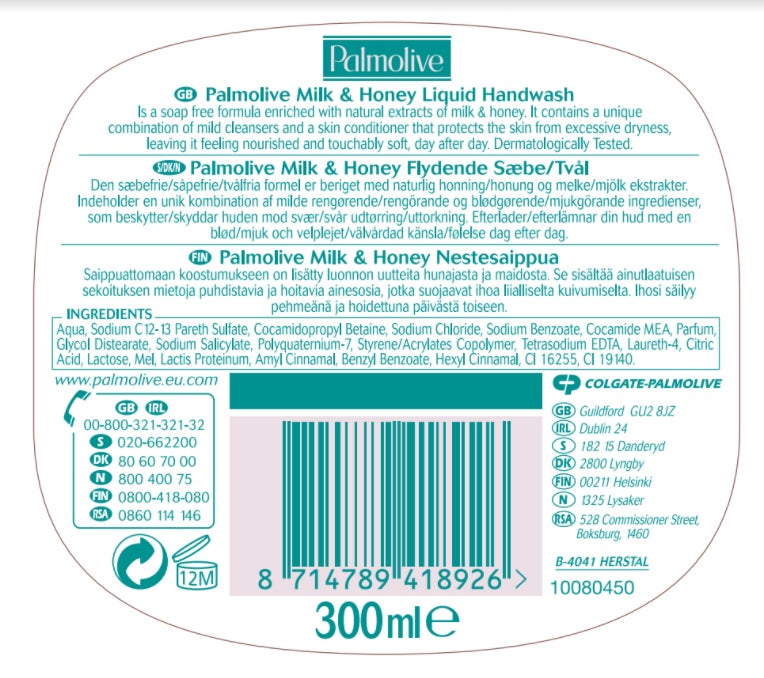 Tvål Palmolive Milk&Honey 300ml