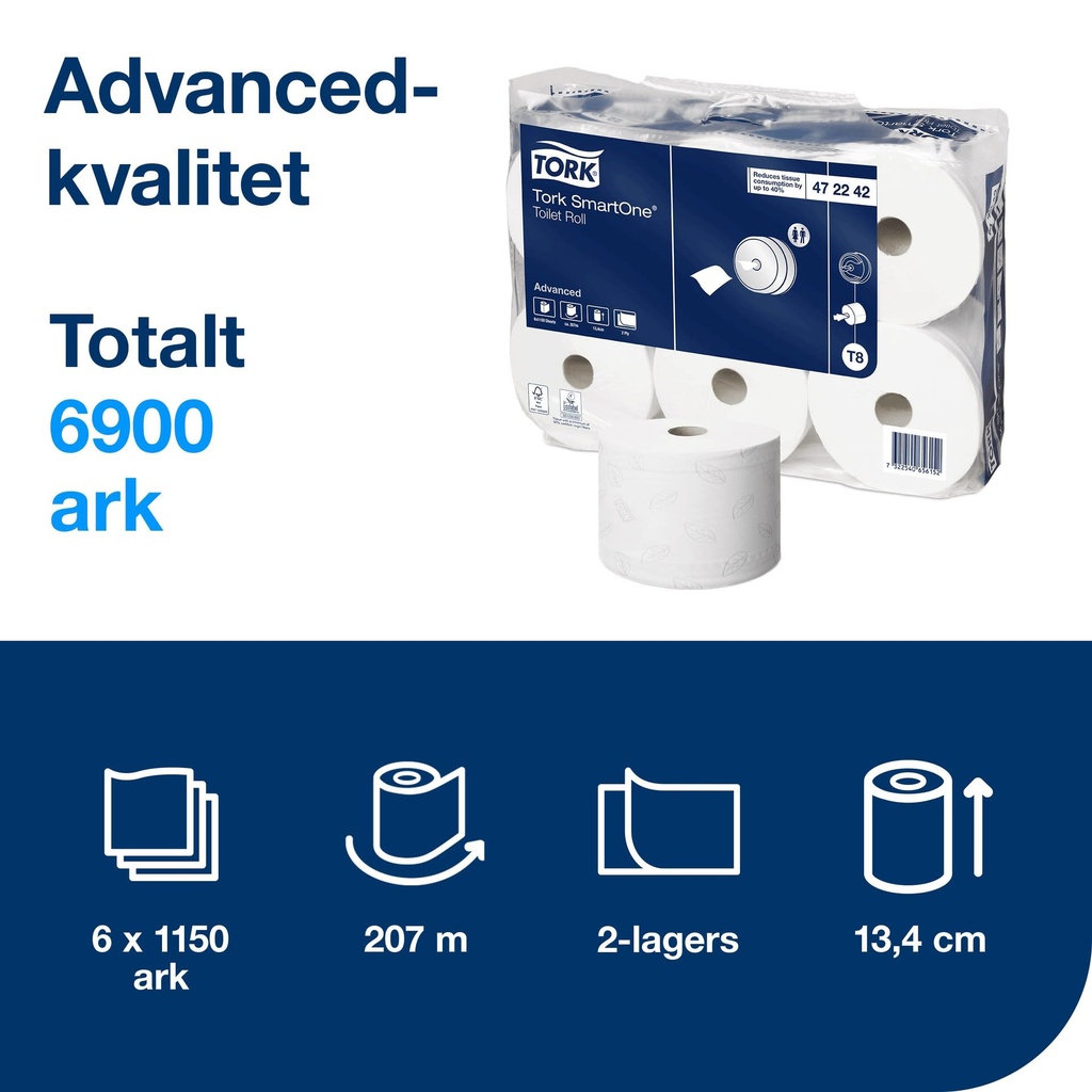 Toalettppr Tork T8 SmartOne 6/