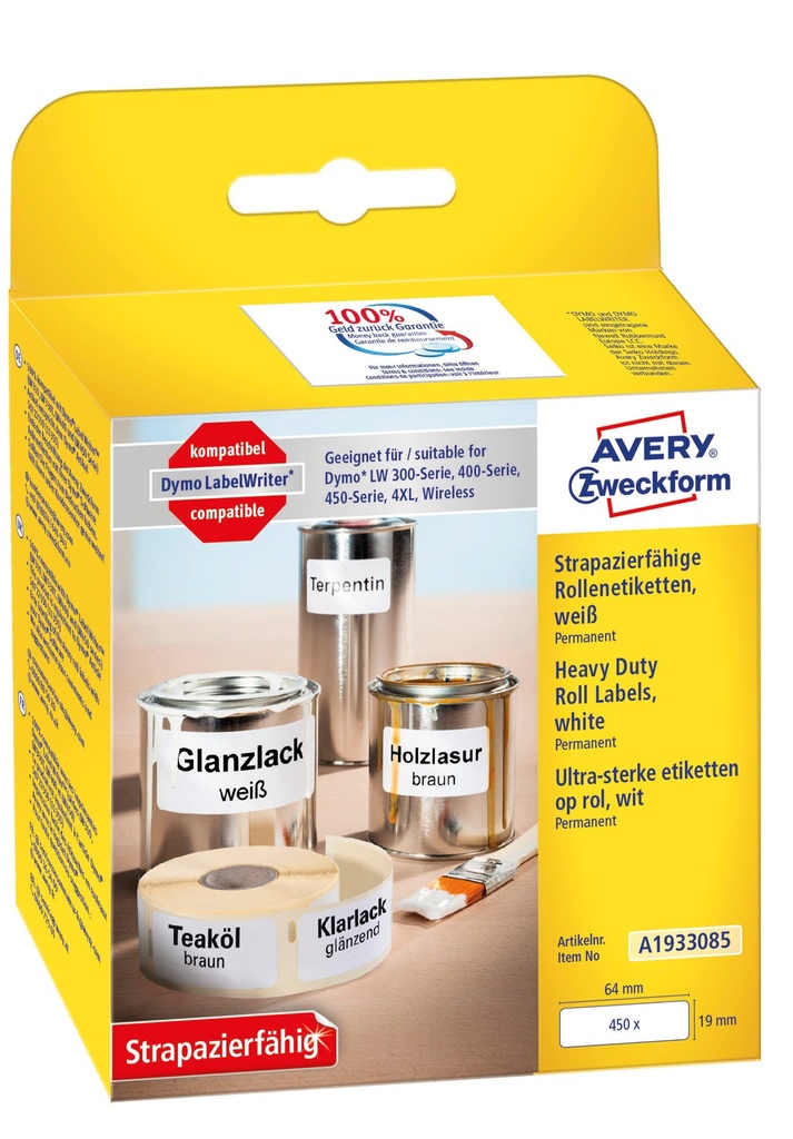 Etikett Avery durable 19x64mm