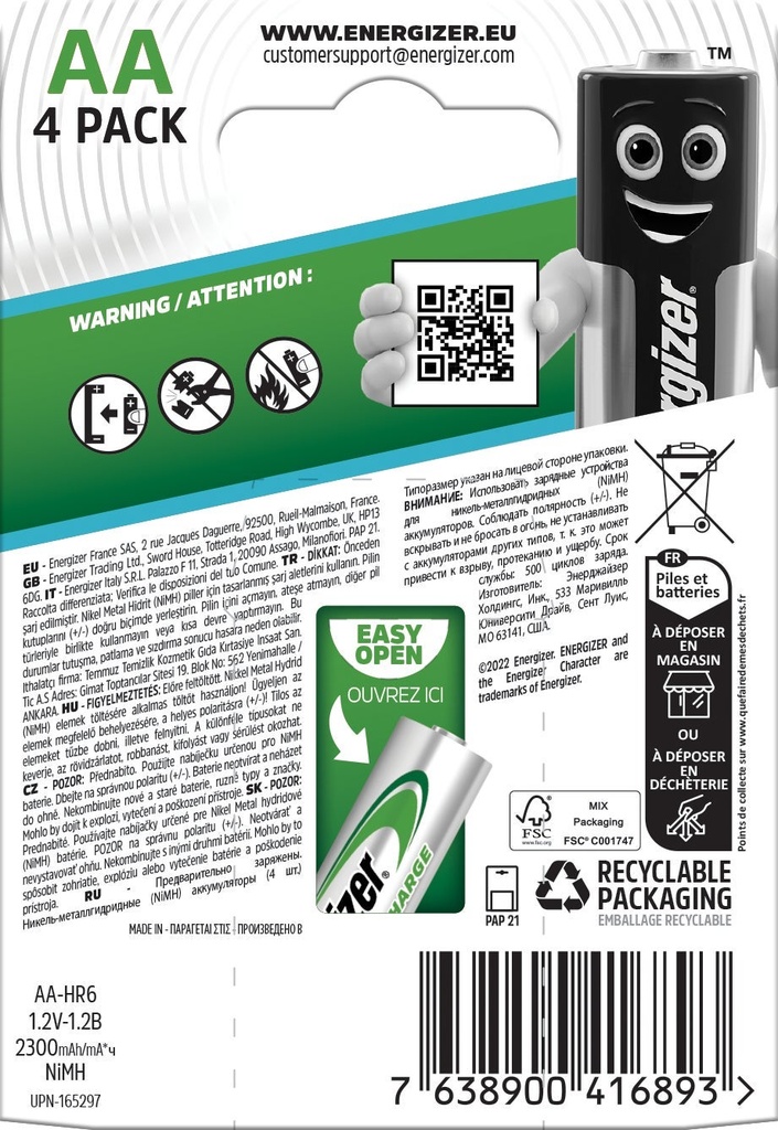 Batteri Ex Ladd AA 4p 2300 mAH