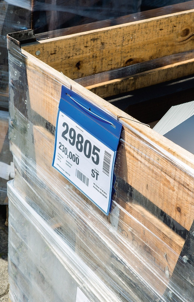 Plastficka A5L trådbygel blå..