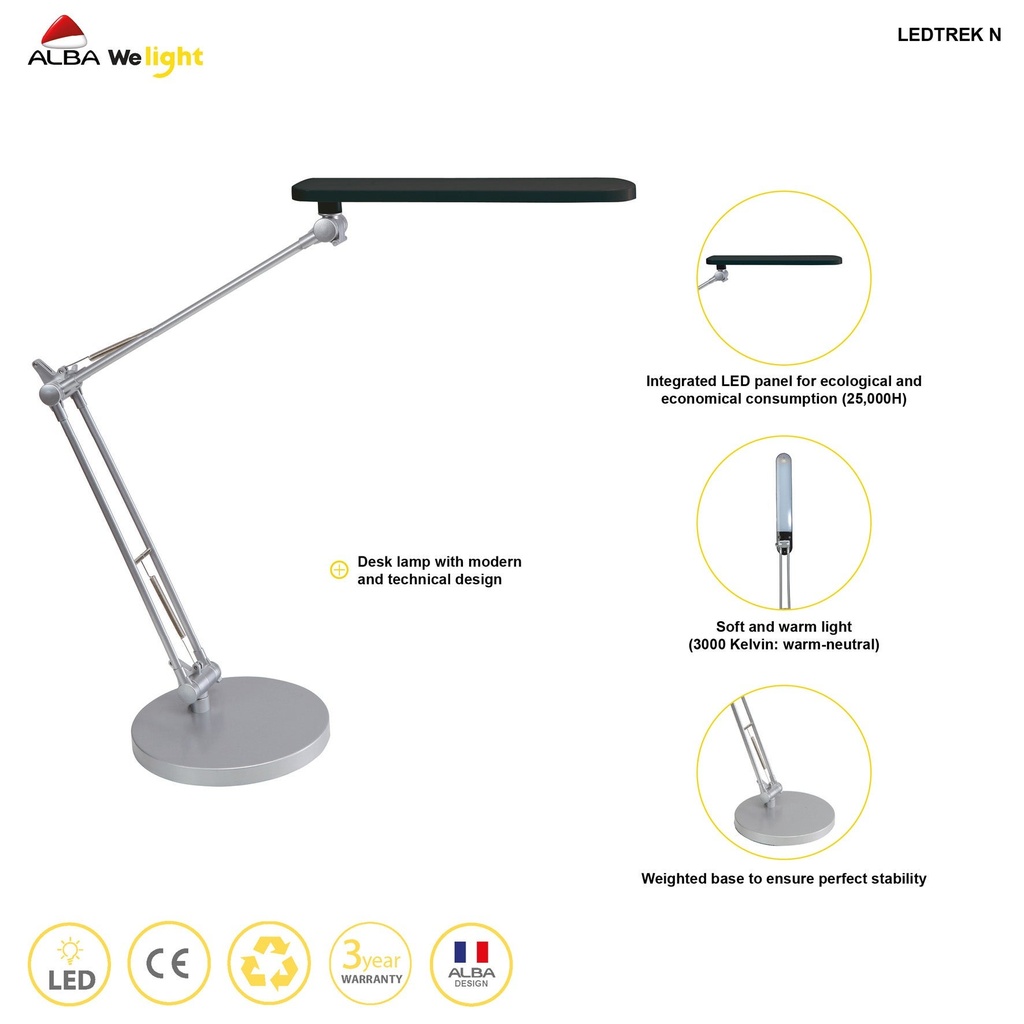 Lampa LED Trek svart/silver
