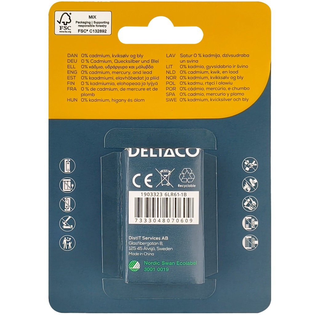 Batteri Alk. 9V/6LR61