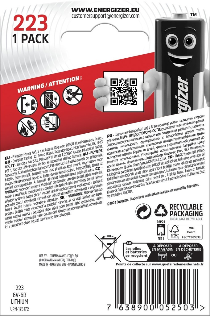 Batteri Lithium 223 1p