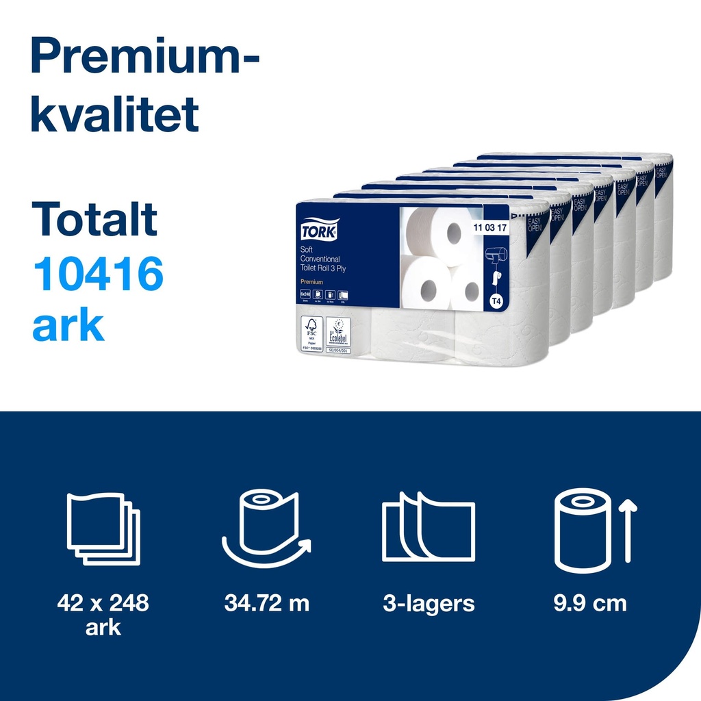 Toalettppr Tork Premium T4 42rl/bal