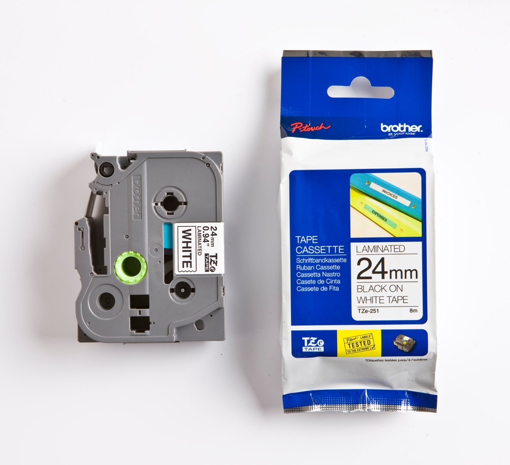 Märkband TZe251 24mm sva/vit