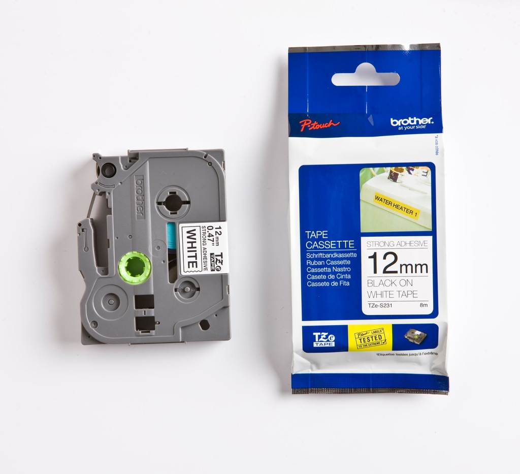 Märkband TZeS231 12 mm svart/vit