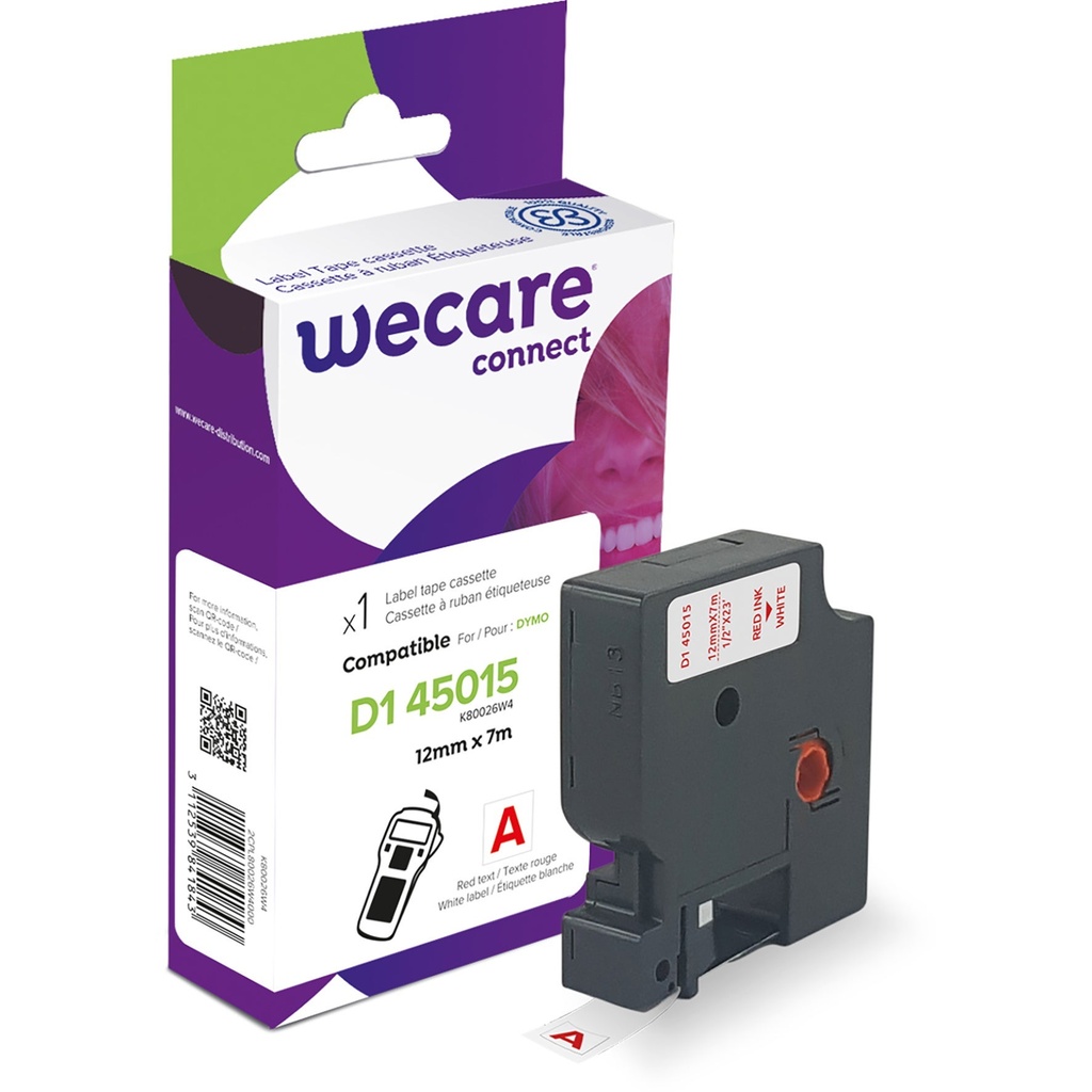 Märkband Wecare D1 röd/vit 12 mm 7 m