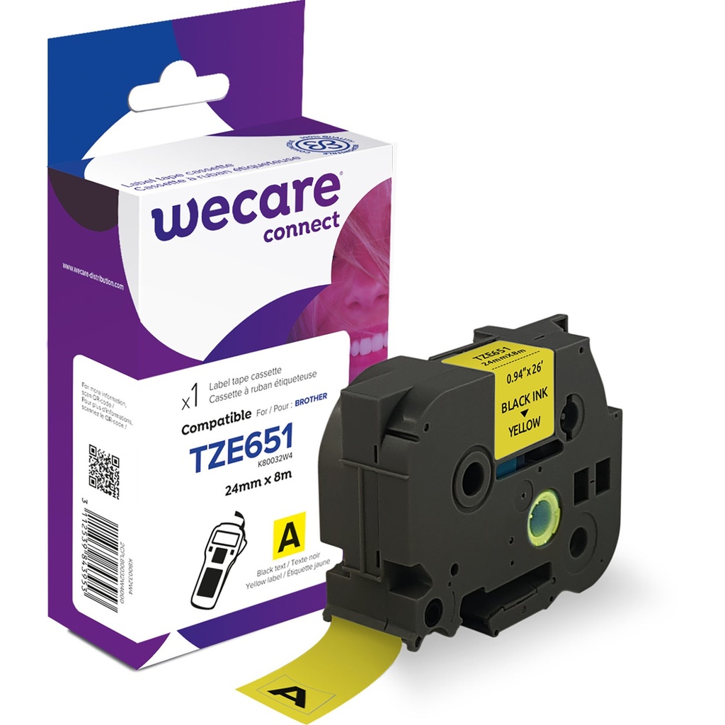 Märkband Wecare TZe svart/gul 24 mm 8 Meter