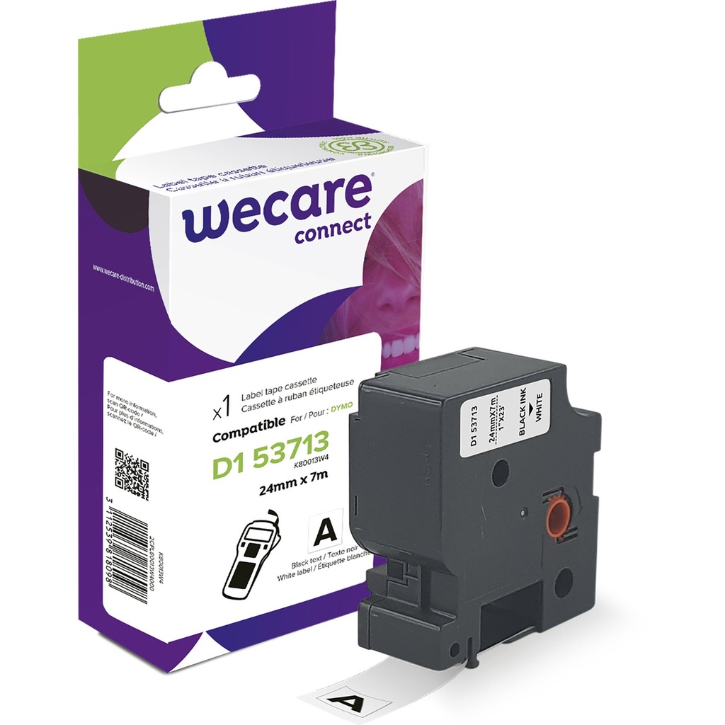 Märkband Wecare D1 svart/vit 24 mm 7 Meter