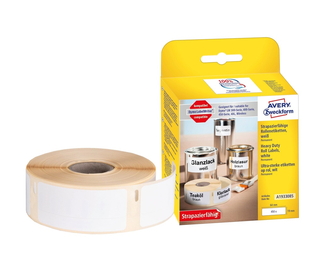 Etikett Avery durable 19 x 64 mm 450 st/fp