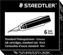 Bläckpatron Staedtler svart 6 st/fp