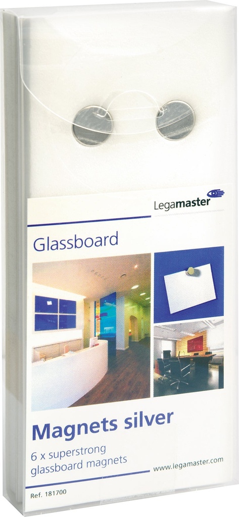Magnet glastavla 6/fp silver