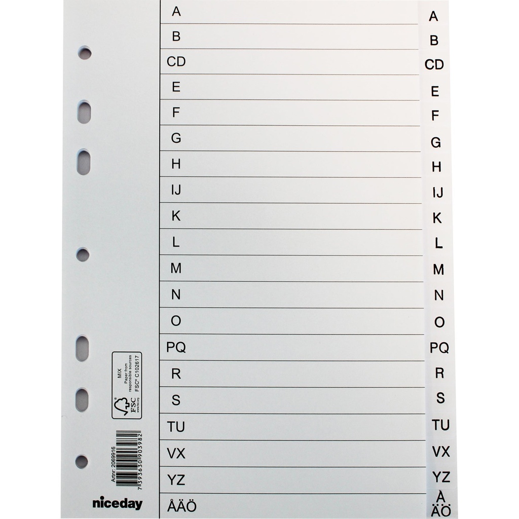 Register papper A5 A-Ö