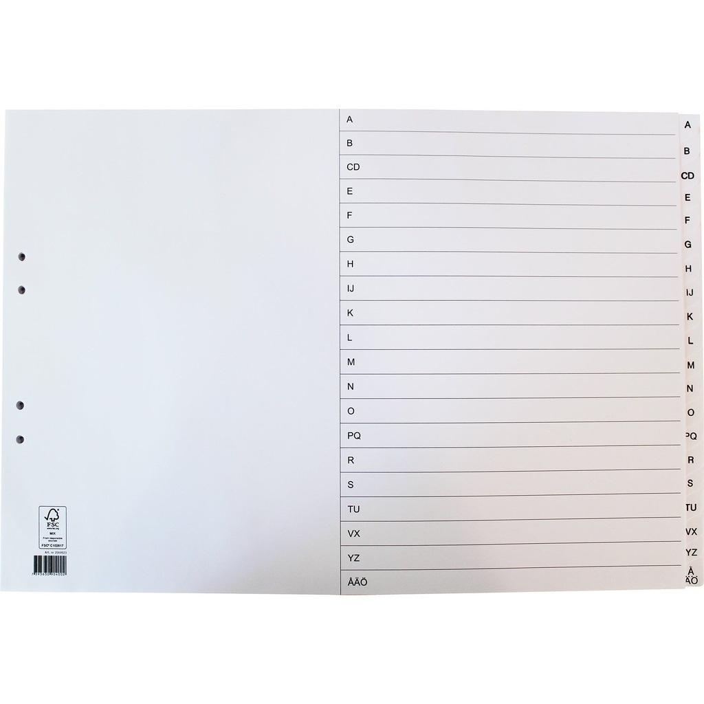 Register papper A3L A-Ö