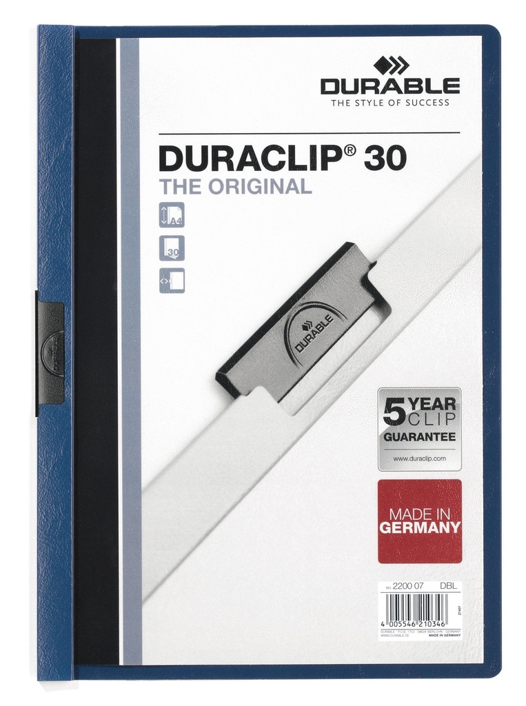 Klämmapp Duraclip 2200 A4  blå