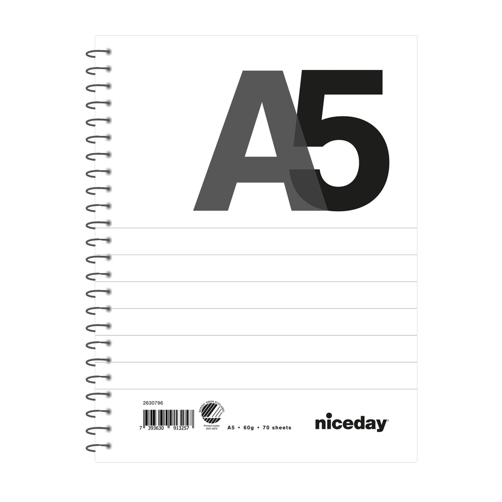 Kollegieblock A5 70blad 60g linjerat ohålat