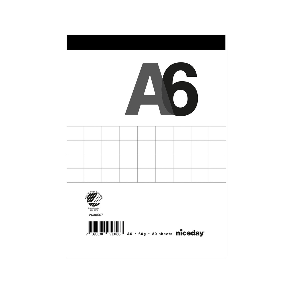 Perforerat block A6 80blad rutat