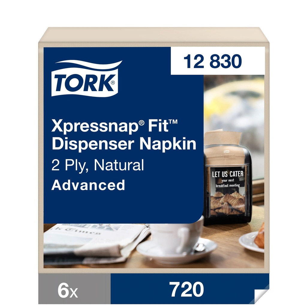 Dispenserservett Tork N14 2-lag natur 6x720 st