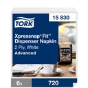 Dispenserservett Tork N14 2-lag vit 6x720 st
