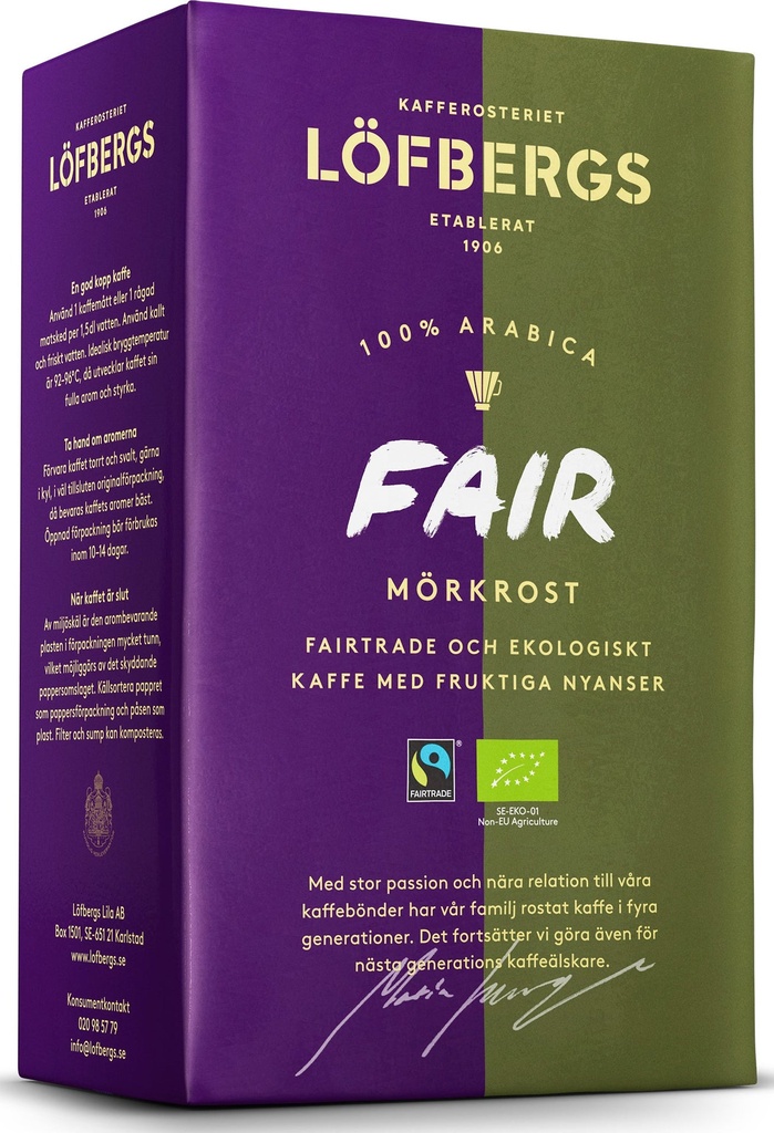 Kaffe Brygg Löfbergs Fair Mörkrost 450 g