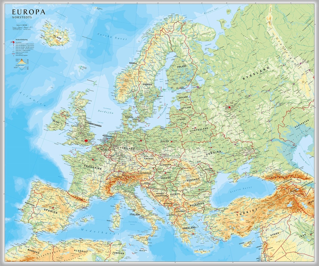 Europakarta 1:5,5 milj. 980 x 820 mm