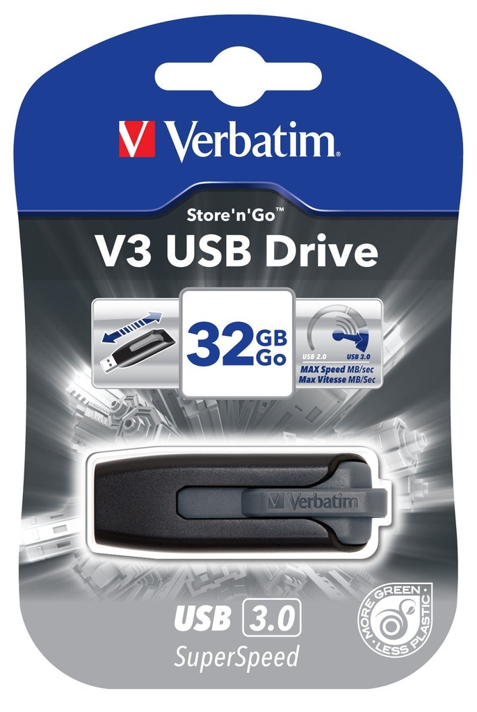 USB 3.0 Verbatim V3 32GB Svart