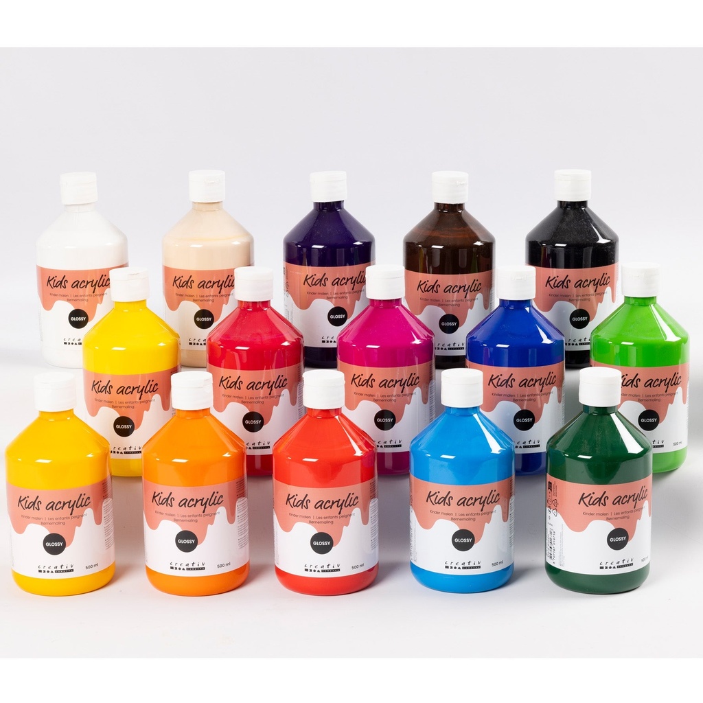 Akrylfärg blank 500ml mix 15 st/fp