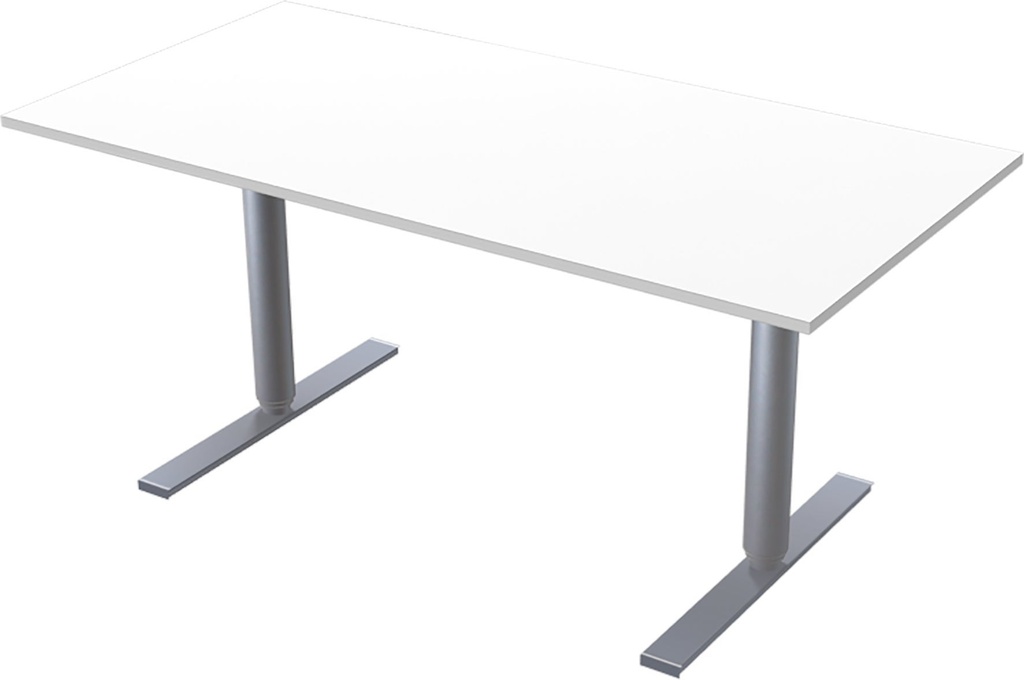 Skrivbord manuellt 160x80 cm 2-pelarstativ inkl. bordsskiva Vit Lanab