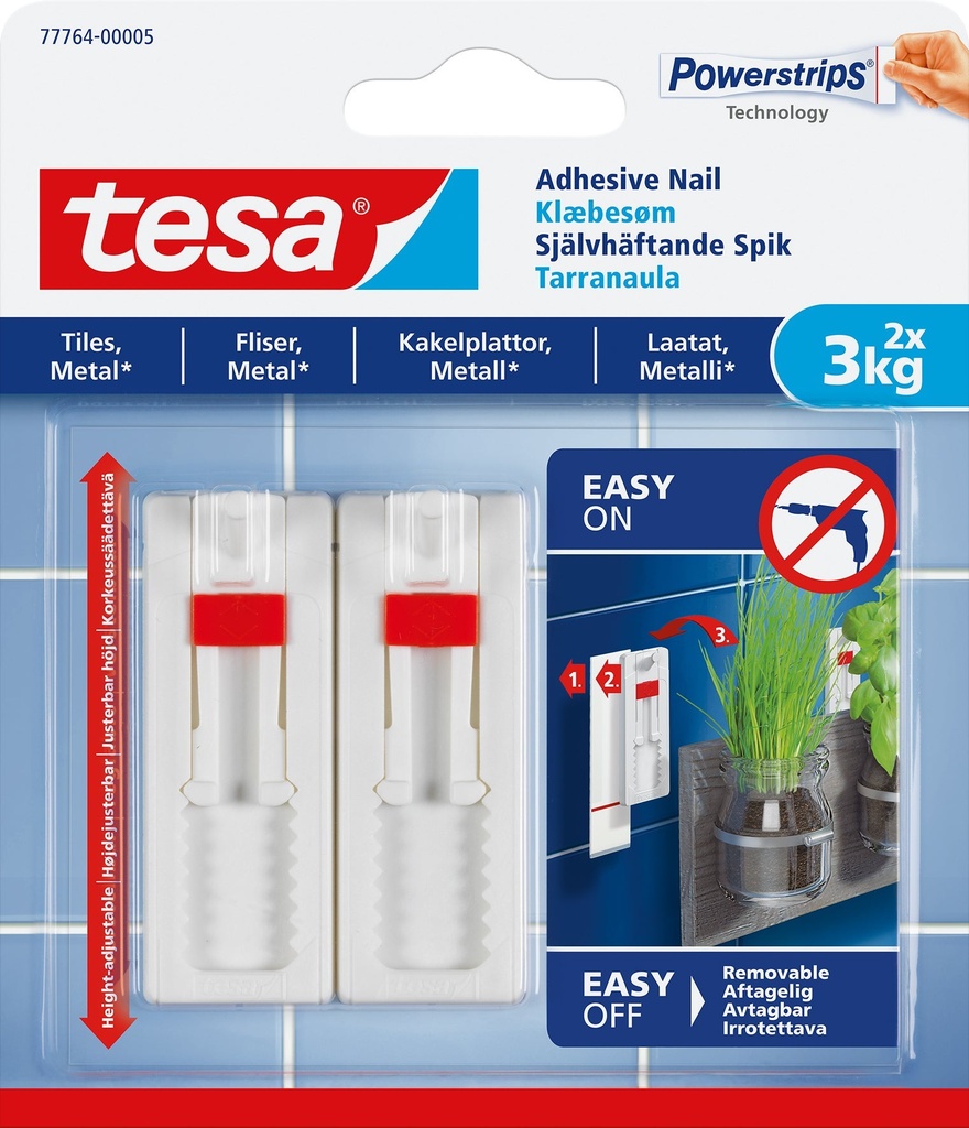 Spik självhäftande kakel 3 Kg 2-pack Tesa