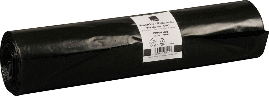 Sopsäck 170 liter svart 25/rl