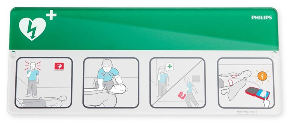 Skylt AED Awareness Placard grön