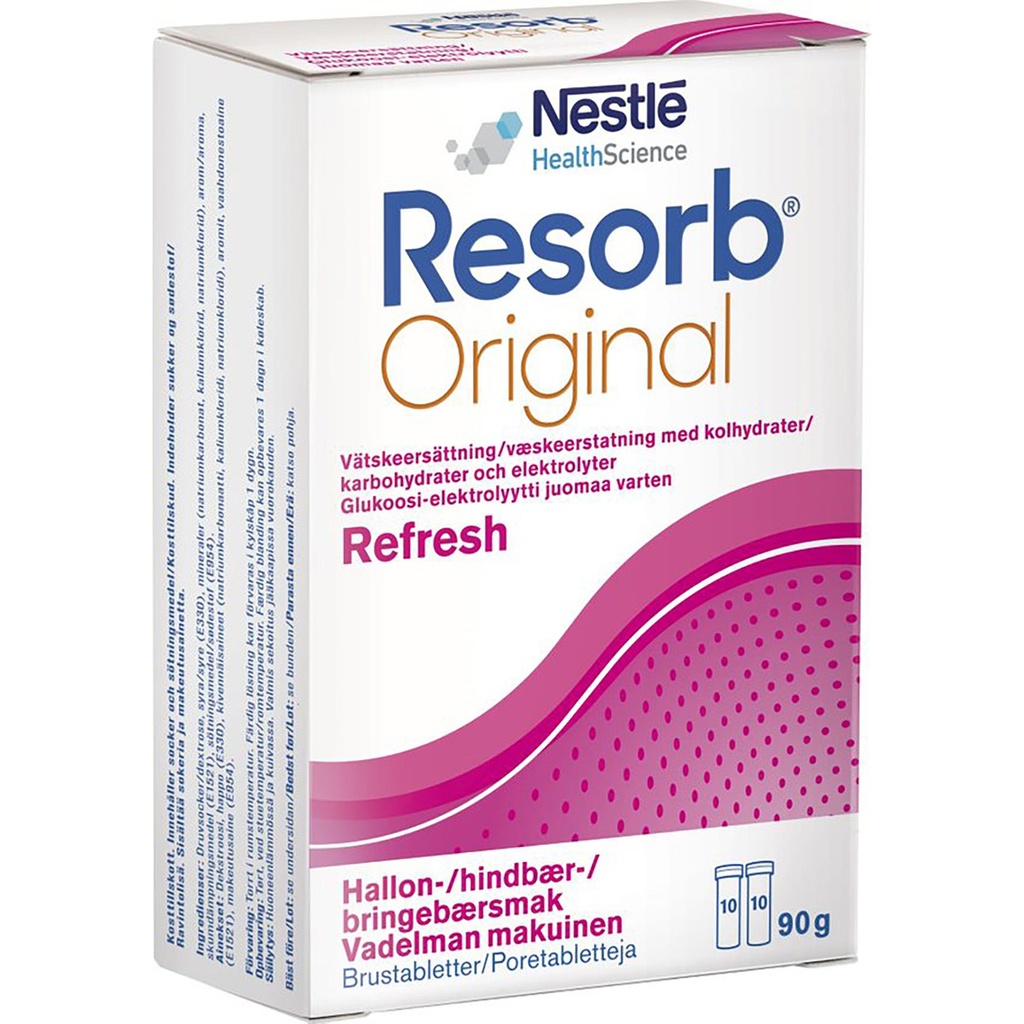 Vätskeersättning Resorb brustablett hallon 20 st/fp