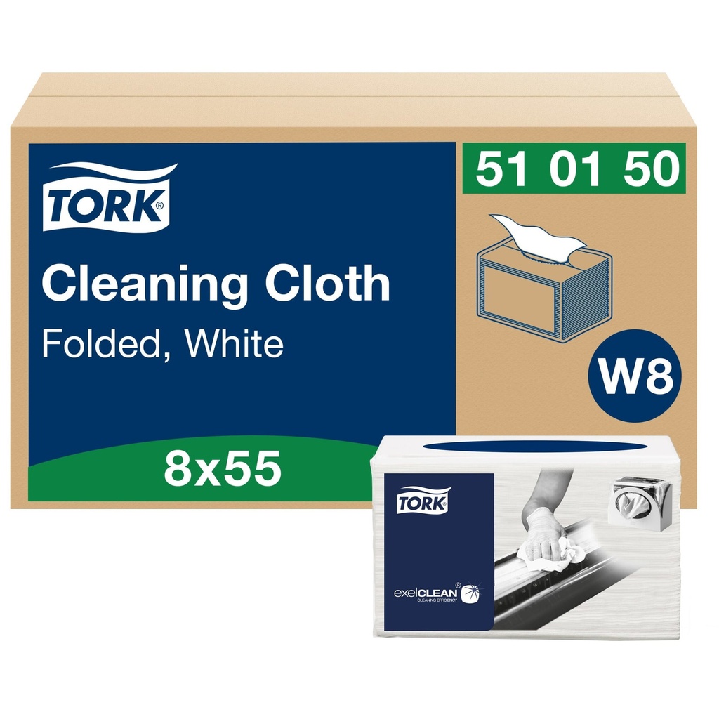 Rengöringsduk Tork vit W8 55 st/fp
