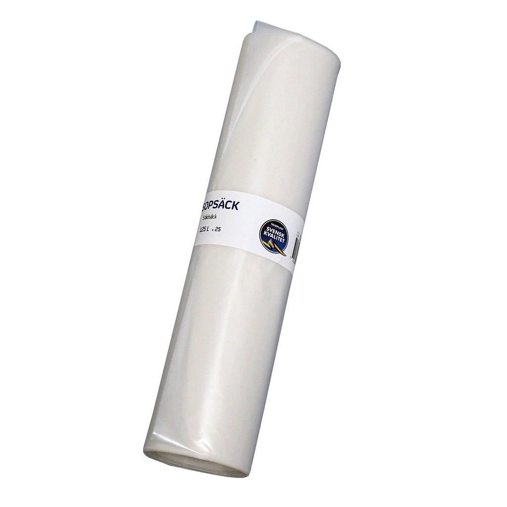 Sopsäck 125 liter Transparent 50my 25 st/rulle