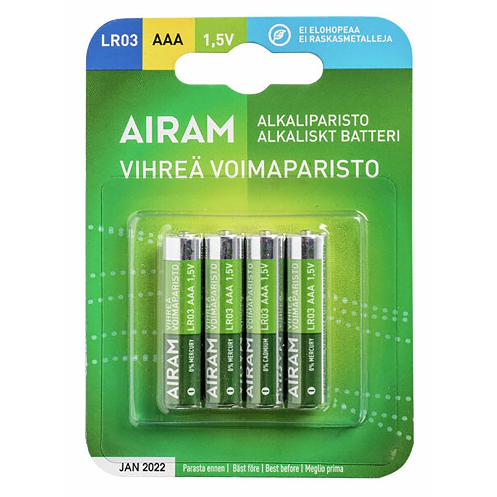 Batteri Airam Alkaliskt AAA 4 st/fp