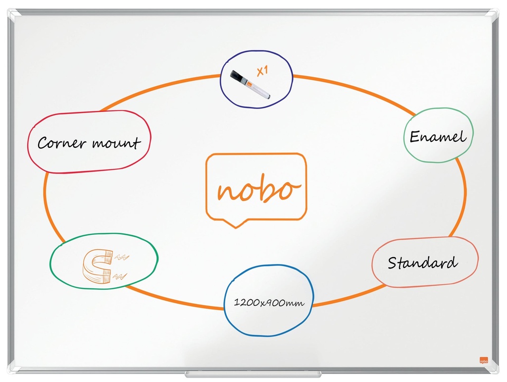 Whiteboard Premium Plus Emalj 1200 x 900 mm