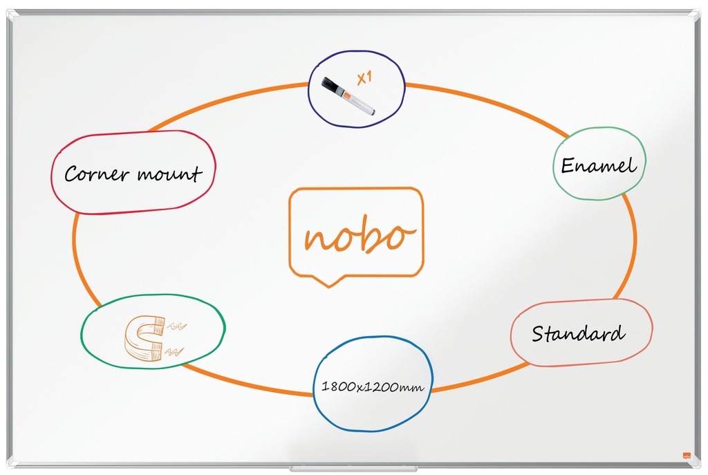 Whiteboard Premium Plus Emalj 1800 x 1200 mm