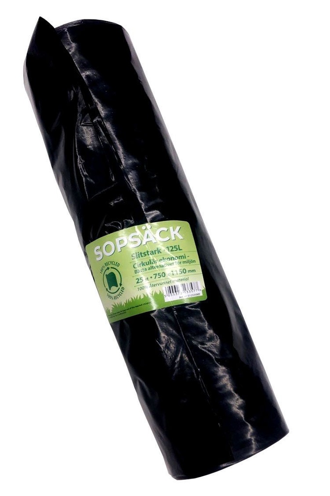 Sopsäck 125 liter 50 my svart 25/rl