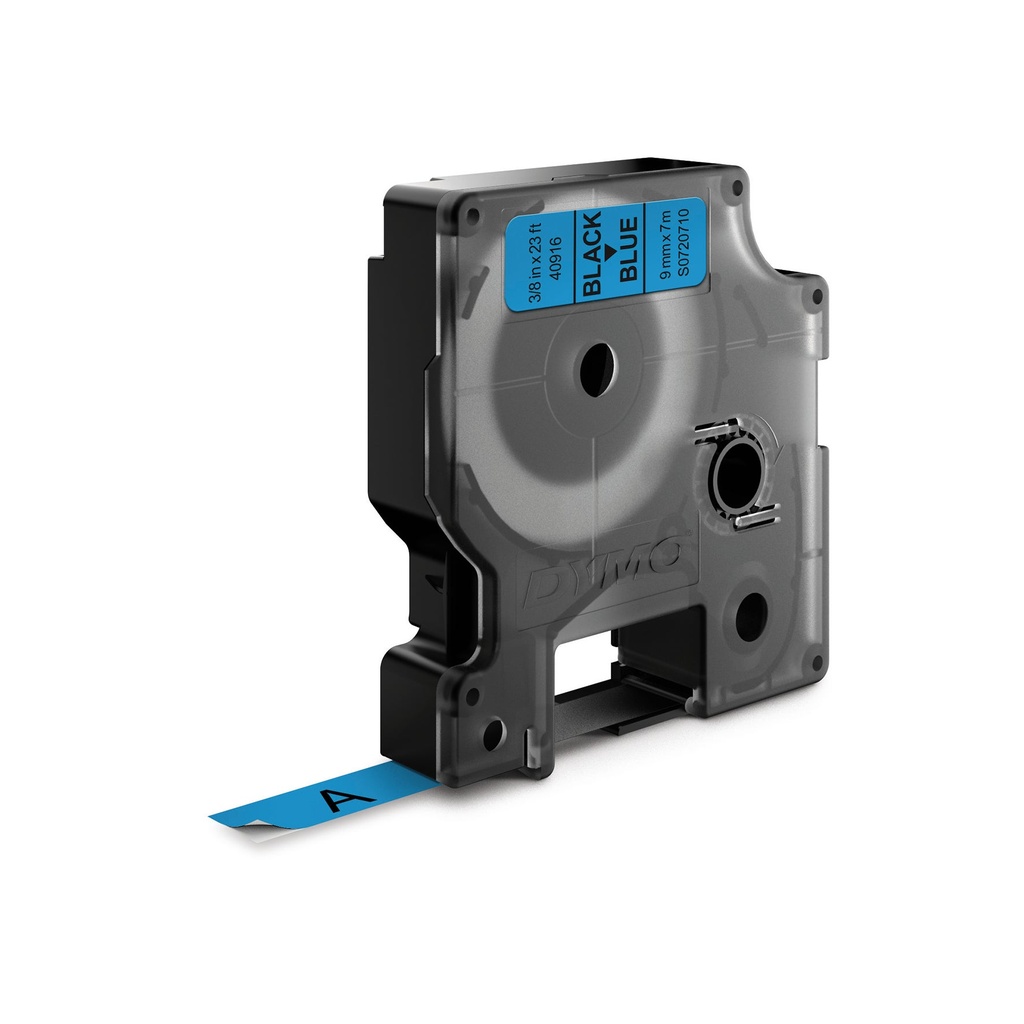 Märkband Dymo D1 svart/blå  9 mm