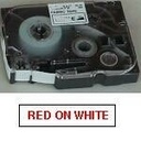 Märkband TZe242 18 mm x 8 m röd/vit