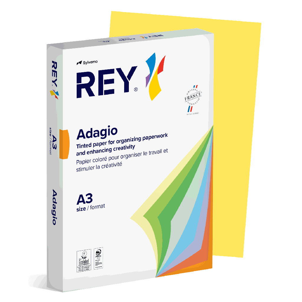 Färgat kopieringspapper Rey Adagio A3 80g 500/fp Citrus
