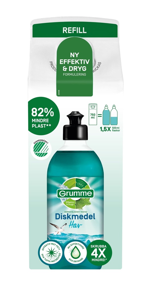 Diskmedel, refill Hav 750 ml