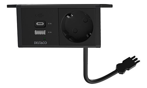 Eluttag under bord 1 strömuttag + USB-A + USB-C