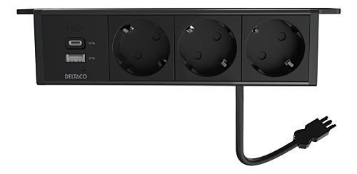 Eluttag under bord 3 strömuttag + USB-A + USB-C