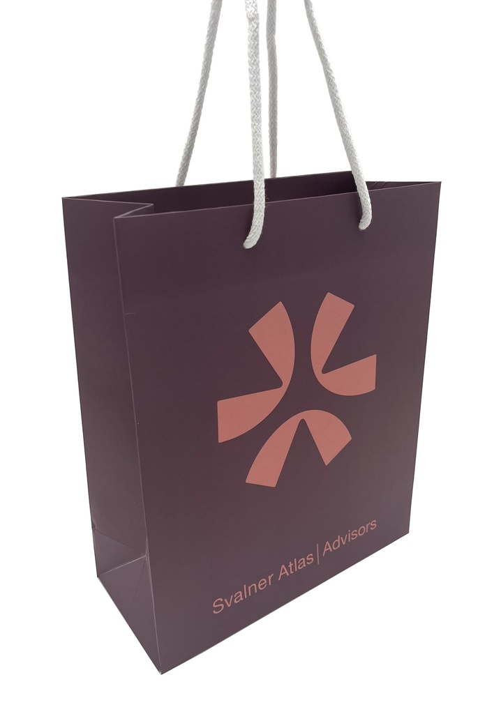 Exclusive purple paper bag with white handles 50 pcs / unit