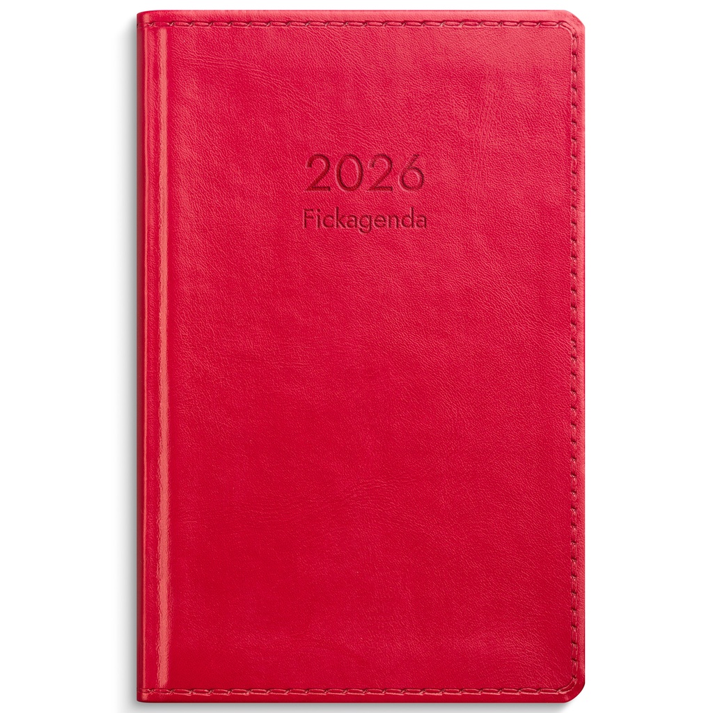 Fickagenda 2026 röd konstläder