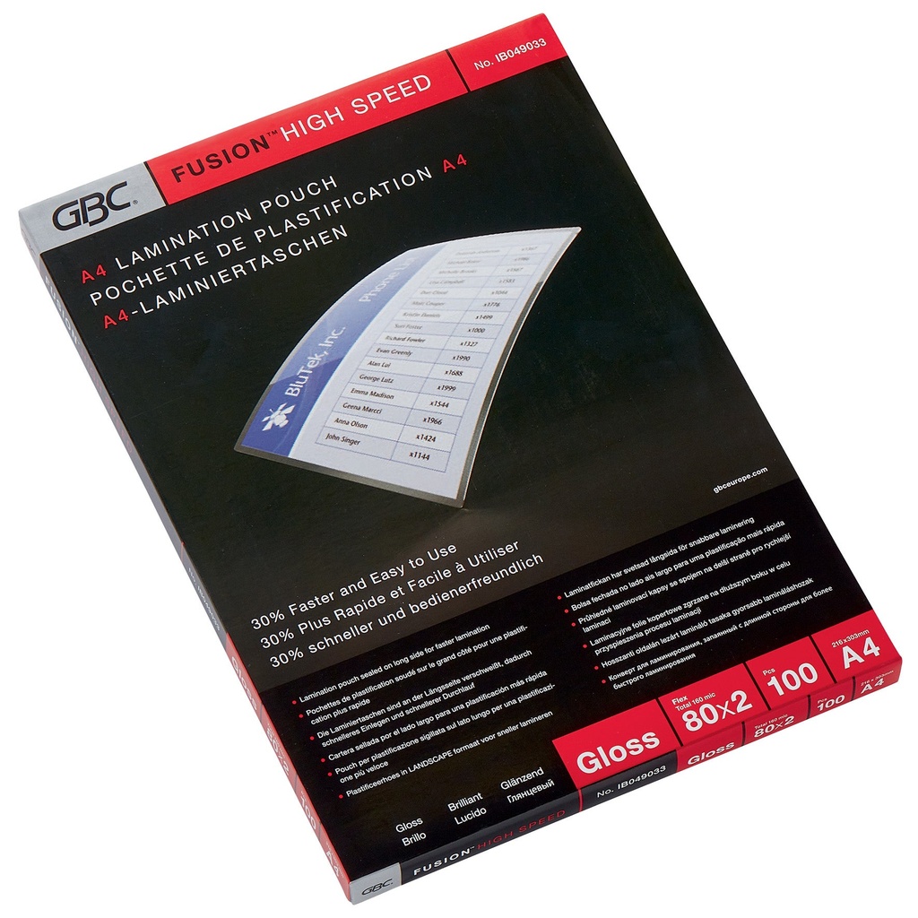 Lamineringsfickor A4 HighSpeed 80 mikron gloss 100/fp