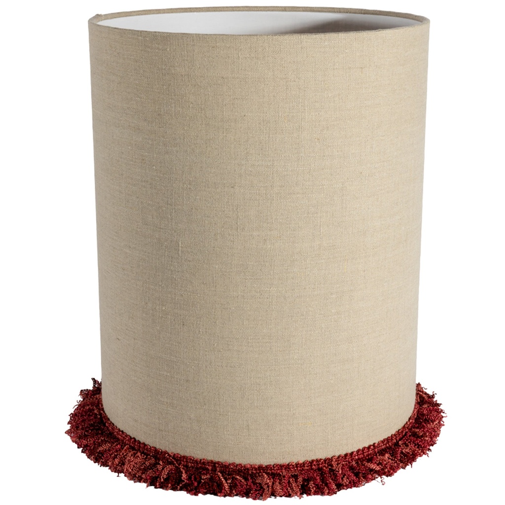 Lampskärm Cylinder D29 lin frans vinröd