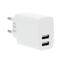 Laddare 220V 2xUSB-A 3,4A vit